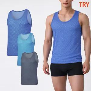 [트라이]트라이 남자유색런닝 순면 민소매 메리야스 런닝구 나시 3매입 세트