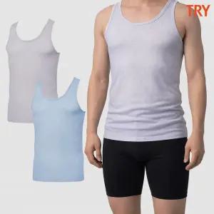 [트라이]트라이 국산 남자순면런닝 실켓 가공 115 120 메리야스 런닝구 민소매