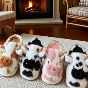 슬리퍼 거실화 털 패딩 겨울 방한 방한 겨울 남녀공용 겨울 애니멀 실내화 방 슬리퍼