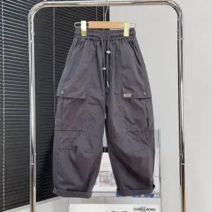 남자 어린이 바지 어린이 캐주얼 백합 바지 중 큰 어린이 긴 바지 여름 남자 아이 작업복 바지