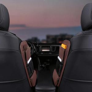 호환 PU 가죽 자동차 좌석 사이드 정리함 가방 컵 음료 전화 인테리어 메쉬 스토리지 홀더 Stowing Tidying