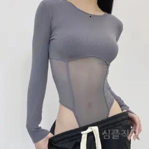 하이레그프로필의상 바디프로필 필라테스 하이레그 촬영 의상 라운드 시스루 바디수트 우아한