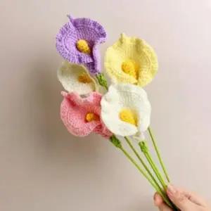 뜨개꽃 조화 생일선물 꽃다발만들기 카라 인테리어 성묘꽃 소품 꽃장식