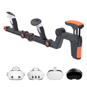 메타 퀘스트 2 및 3, 인간화 무게 총 재고, 향상된 제어감, 현실적인 FPS 게임 경험과 호환되는 Tyasoleil VR 핸들 액세서리