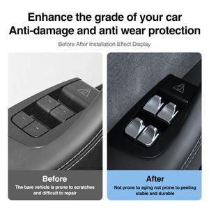 호환 윈도우 리프트 버튼 보호 커버 테슬라 모델 Y 주니퍼 3 하이랜드 도어 오픈 스티커 실버 자동차 액세