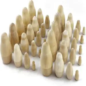 칠하지 않은 빈 러시아 둥지 인형 10세트 × 4개 - DIY 나무