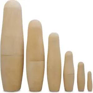 6.5인치 페인팅을 위한 미완성 나무 둥지 인형 DIY 공예 블랭크 6종 세트 베스트 피상키