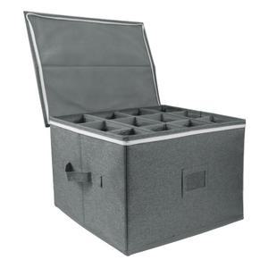 접이식보관함 분리대가 있는 스템웨어 보관 케이스 하드 탑 및 사이드 지퍼 클로저 박스 유리 제품 와인 잔 12