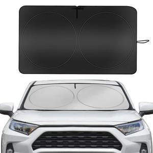 유광 자동차 앞유리 햇빛 가리개, 접이식 240T 두꺼운 앞유리는 열과 태양을 차단하고 실내를 시원하게 유지합니다(59인치 x 31.5인치)