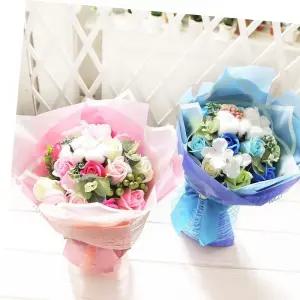 졸업식 코튼 비누장미 꽃다발(블루) 비누꽃 화이트데이 선물