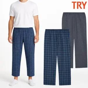 트라이 남자잠옷바지 115 120 면100 순면 주자 60수 홈웨어 하의 9부 파자마