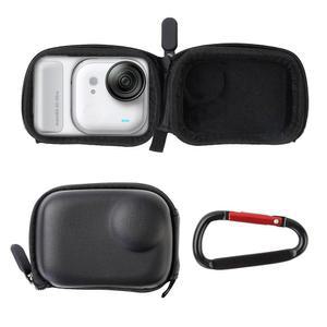 Insta360 GO 울트라용 워킹 웨이 캐리 케이스, 휴대용 하드 쉘 여행용 보관 가방, 내구성이 뛰어난 PU 가죽 외관의 액션 카메라 액세서리, 부드러운 인테리어 및 카라비너 클립 블랙