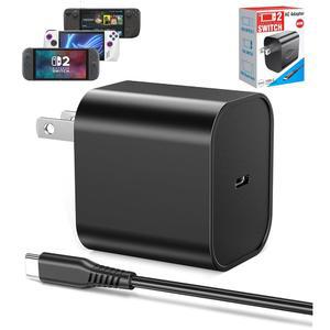 스위치 2 충전기 60W PD 3.0 고속 충전, 닌텐도 2, 스팀 데크, Asus Rog Ally 1.5m(5피트) USB C to 케이블 전원 공급 장치 AC 어댑터 레노버, 델, 삼성 노트북, 스마트폰, 태블릿용