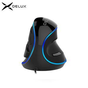 Delux m618pu는 7200 인치 당 점 Blue led가있는 수직 인체 공학적 마우스를 유선 PC 컴퓨터 랩톱 용 6 개