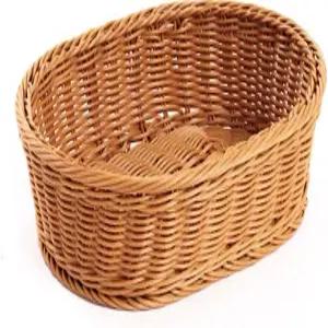 위커 빵 바구니 홈 레스토랑 및 베이커리의 과일 채소 화장품을 위한 수공예 보관 (Oval 2팩)