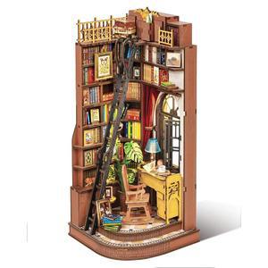 Rolife DIY 북 누크 키트 무소음 코너 스터디, 3D 퍼즐 창의적인 영국 북엔드 책장 장식, , 작은 집 미니어처 모델 빌딩 키트, 청소년 및 책 애호가를 위한 공예 /선물
