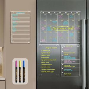 JJPRO 냉장고용 비자성 드라이 지우개 월간 달력-투명 달력, 주간 플래너, 목록 및 빈 보드 냉장고, 캐비닛, 문 유리에 부착 가능한 투명 재사용 달력