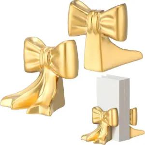 레이누오센 2종 골드 보우 북엔드 세라믹 귀여운 장식 북 스탠드 조각상 테이블 상판 룸 홈 오피스 학교