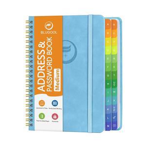 알파벳 탭이 있는 주소록-노인을 위한 주소 및 비밀번호 책 - 하드커버 나선형 바인딩 전화번호부 연락처 기록, 웹 사이트 로그인 비밀번호, 특별한 날 14.5 x 19.6cm(5.75 7.75인치), 블루