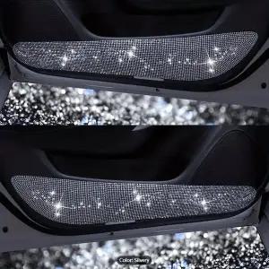호환  2PCS 크리스탈 자동차 문 킥 방지 매트 폴리에스터 섬유 보호 패드 앞문 충돌 스티커 자동차
