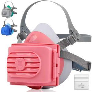 6개의 필터가 있는 재사용 가능한 하프 페이스 마스크, 페인트, 청소, 샌딩을 위한 식품 등급 실리콘 먼지 마스크 2818개