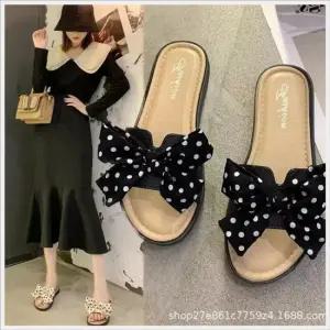 여성 시원한 ?땡이 리본 캐쥬얼 슬리퍼 샌들 꽃슬리퍼 나비리본슬리퍼 키높이슬리퍼