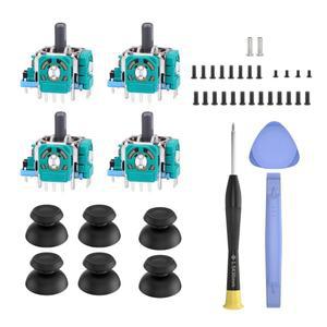 [미국배송] 소니 플레이스테이션 5 컨트롤러용 4PCS PS5 아날로그 스틱 교체 조이스틱 수리 키트 3D 조이스틱 엄지스틱 캡 도구 및 나사로 드리프트 수정 그립력 향상