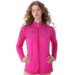 여자아이들을 위한 류후오 아이스 스케이팅 재킷 반짝이는 다이아몬드 수트 신축성 피겨 의상 핸드메이드 대회 공연