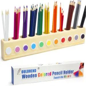 울루엔드 11홀 나무 색연필 정리함 - 학생 예술가 및 교사를 위한 견고한 몬테소리 보관함