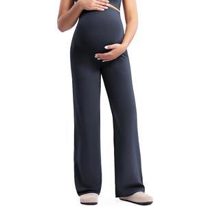 포스디바 여성 크림럭스 임부 요가 와이드 레그 팬츠 쁘띠/정규/키 큰 임신 작업복 드레스 스웨트 주머니 포함