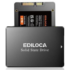 Ediloca 1TB SSD 내장 솔리드 스테이트 드라이브 2.5인치 SATA III 6Gb/s, 550MB/s 읽기 속도 3D TLC NAND, PC/노트북 업그레이드, 충격 방지 및 낙하 방지(ES106)