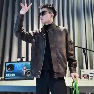 키체샵 남성용 항공 점퍼 봄가을 트렌치코트 가죽 자켓 코트 HO3