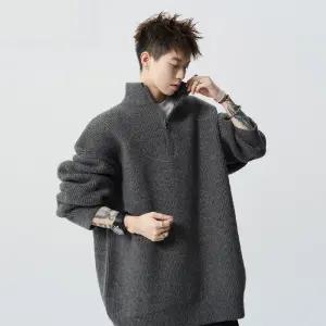 키체샵 남친 니트 빈티지 캐주얼 스포티 집업 봄가을 스웨터 반 HO3