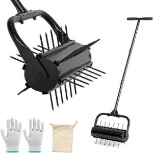 KELIXU 잔디 공기 조절기 도구 17인치 수동 롤러 스파이크 로우가 있는 헤비 듀티 롤링 58.5인치 H 조절