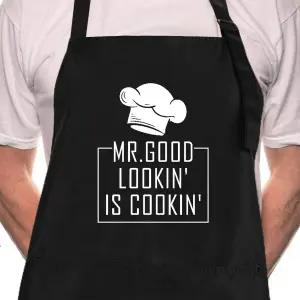 로소즈 펀니 바비큐 블랙 셰프 남성용 앞치마 미스터 굿룩킹은 쿠킹 포켓 방수 오일 프루프가 있는 조절식