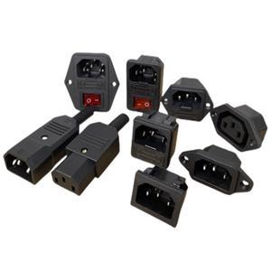 검정색 IEC320 C13 C14 AC 전원 패널 소켓 PDU UPS 재배선 가능 플러그 전기 배터리 콘센트 도킹 10A 250V