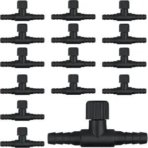 3/16인치(4mm) ID 항공사 튜브 조정 가능한 검은색 플라스틱 T자형 단방향 공기 흐름 조절 펌프 액세서리용