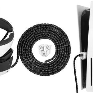 지크리아 케이블 프로텍터 커버 및 플러그 프로텍터, PlayStation PS5, PSVR 2와 호환, 교체 라인 보호, 낙하 방지 충전기 슬리브 VR 게임 액세서리(블랙 17피트)