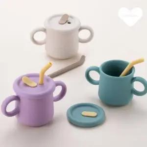 TBZ 리틀럽 실리콘 빨대컵 200ml 파랑색) 유아빨대컵 실리콘빨대 어린이물병 유아물병