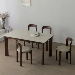 [스코나] 파인즈 양면 포세린 세라믹 원목 4인 식탁세트(의자4개)