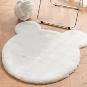 침실러그 화이트 곰돌이 베어 80cm 장모 인테리어 러그 카페트 소형러그