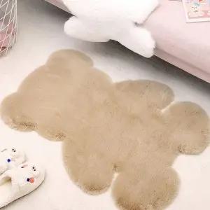 거실러그 포근한 브라운 곰돌이 60X80cm 장모 러그 카페트 소형러그