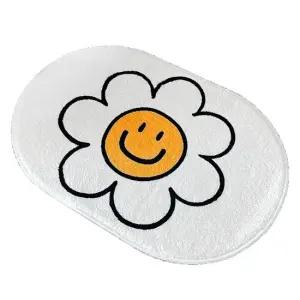 극세사발매트 스마일 플라워 초극세사 발매트 소형 침실매트 현관매트