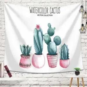 인테리어포스터 패브릭 북유럽 3호 핑크 선인장 가림막 특대 200X150 월데코포스터