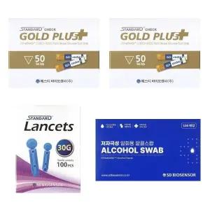 에스디바이오센서 스탠다드체크 골드플러스 혈당시험지 세트(시험지 100매+정품침100+정품솜100)