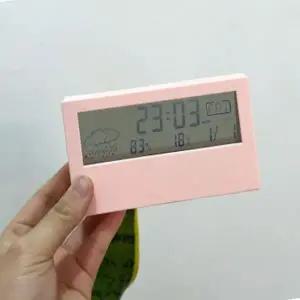 제이큐 조명습도계 투명 디지털 온습도계 핑크