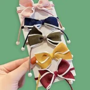 컬러 데이 예쁜 리본 기본 머리 끈 헤어 고무줄 5개 (WFJDGUF)