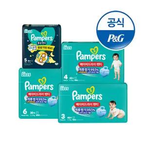 팸퍼스 2025 낮밤패키지 베이비드라이 팬티 3팩 + 통잠팬티 1팩 기저귀 4 ∼ 6단계 (1박스)