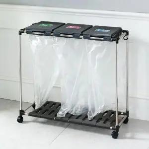 재활용 분리수거함 3단+비닐50매 가정용 쓰레기통