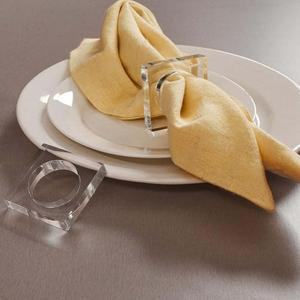 6/12개 아크릴 사각 베벨 냅킨 링 천 웨딩 생일 연회 테이블 장식용